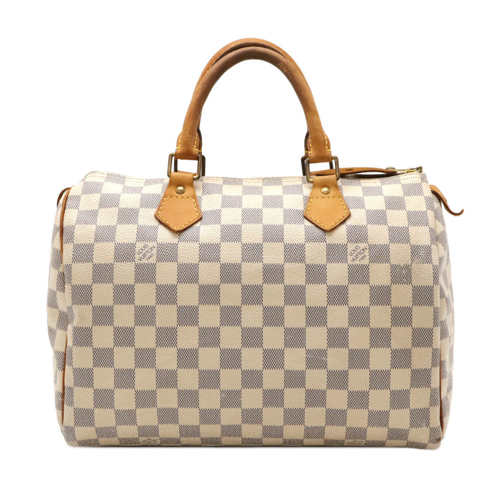 LOUIS VUITTON Damier Azur White Speedy Handbag Boston Bag